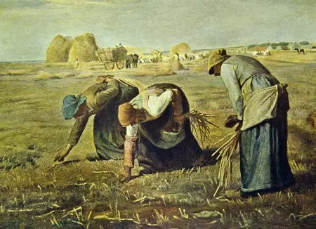 reprodução da famosa pintura a óleo ‘As Respigadoras’ (Les Glaneuses), do artista francês Jean-François Millet