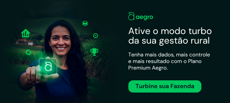 banner promocional para o software de gestão rural Aegro, especificamente para o seu Plano Premium. Em primeiro