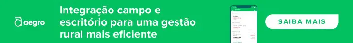 banner promocional para o software de gestão rural Aegro. Com um fundo verde vibrante, característico da marca,