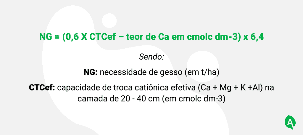 fórmula para o cálculo da Necessidade de Gesso (NG) no solo, uma prática agríc
