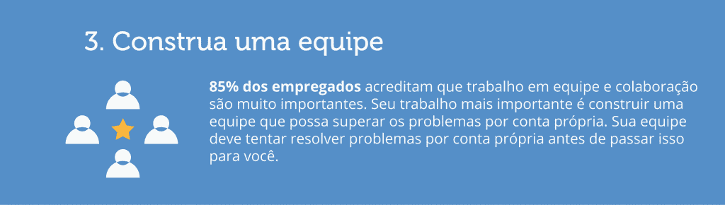 slide ou banner informativo com fundo azul, focado em gestão de pessoas. O título principal, ‘3. Constr