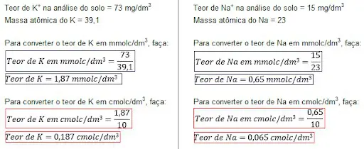guia visual didático sobre como realizar a conversão de unidades para teores de nutrientes encontrados