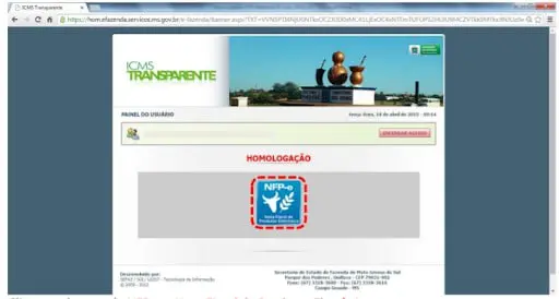 captura de tela do portal da Secretaria de Estado de Fazenda de Mato Grosso do Sul (Sefaz-MS), especificamente