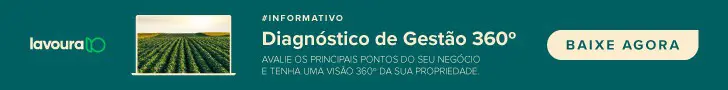 Banner publicitário digital com um fundo verde-azulado escuro, criado para capturar a atenção de profissionais do agronegócio