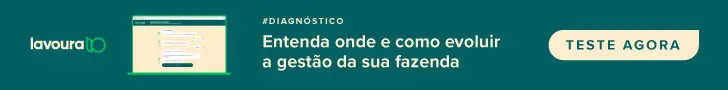 banner promocional digital com um fundo verde-azulado sólido. No lado esquerdo, apresenta o logotipo ’lavoura I