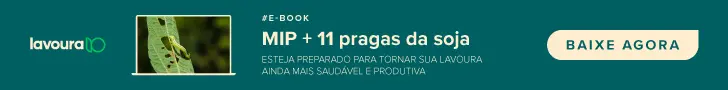Este é um banner digital promocional para um e-book sobre agricultura. Com um fundo verde-azulado escuro, o banner destaca a