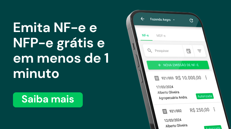 material promocional do software Aegro, dividida em duas partes. À esquerda, sobre um fundo verde escuro, um te