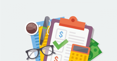 ilustração em estilo ‘flat design’ que representa o conceito de gestão financeira e planejamento orçamentário.