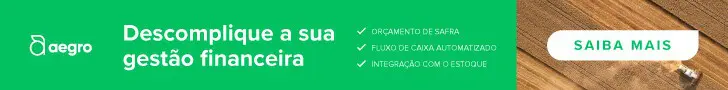 Este é um banner publicitário digital para o software de gestão rural Aegro. A imagem é dividida em duas seções. À esquerda,