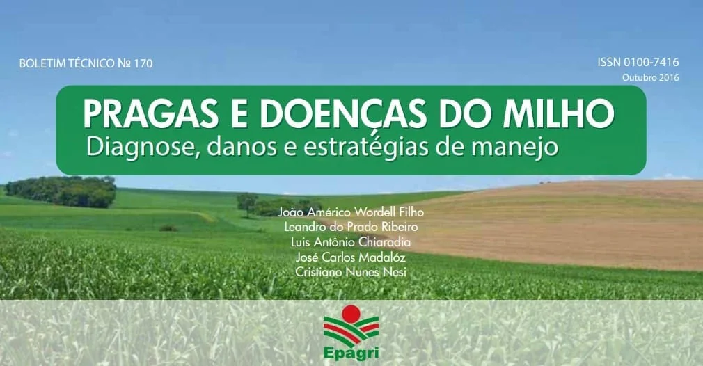capa do Boletim Técnico Nº 170 da Epagri, intitulado ‘Pragas e Doenças do Milho: Diagnose, danos e estratégias d