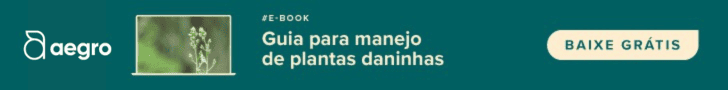 banner promocional digital da Aegro, uma empresa de software para gestão agrícola. Com um fundo verde-azulado s