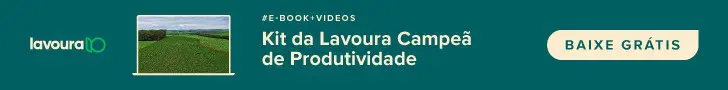 banner publicitário digital com um fundo verde-azulado escuro, projetado para atrair produtores rurais. No lado