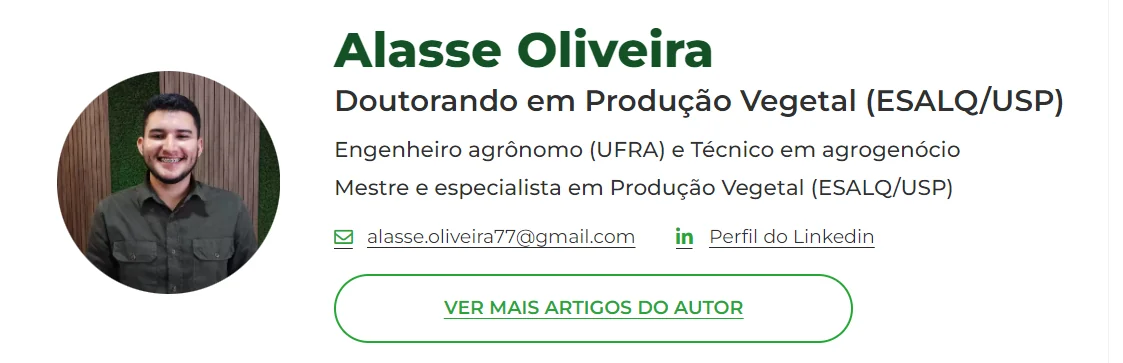 card de perfil de autor, apresentando Alasse Oliveira. À esquerda, há uma foto de perfil circular de um hom