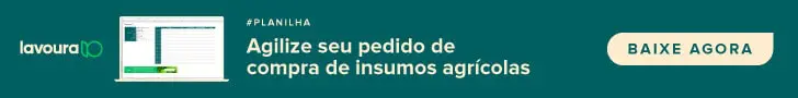 banner publicitário digital com um fundo verde-azulado escuro. No lado esquerdo, apresenta o logotipo ’lavoura