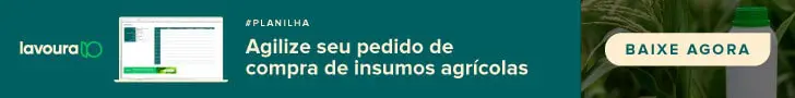 Este é um banner promocional digital, claramente voltado para o setor do agronegócio. A imagem está dividida em duas seções p