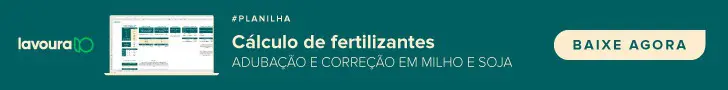 banner promocional digital com um fundo verde-azulado escuro. No lado esquerdo, há o logo ’lavoura IO’ e a imag