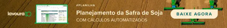 Este é um banner promocional digital focado no agronegócio, especificamente no cultivo de soja. A imagem de fundo exibe uma v