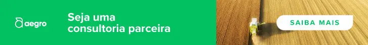 banner promocional dividido em duas seções. À esquerda, sobre um fundo verde sólido, está o logotipo da Aegro e
