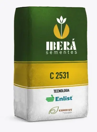 saco de sementes da marca Iberá Sementes, apresentado de forma clara e profissional contra um fundo branco.