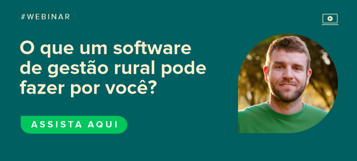 banner promocional para um webinar com o tema ‘O que um software de gestão rural pode fazer por você?’. O desig