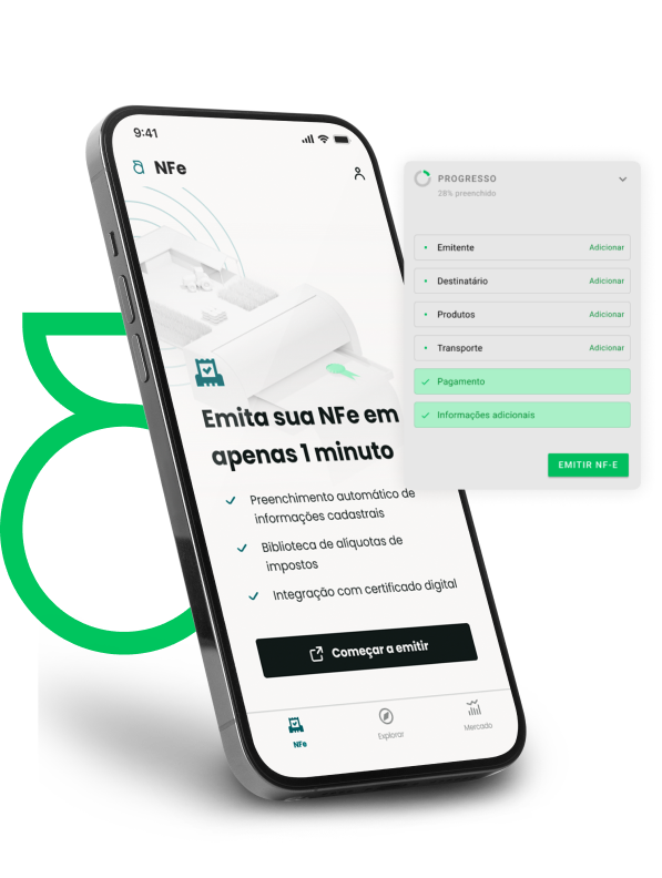 Tela de emissão de NFP-e no aplicativo Aegro Negócios